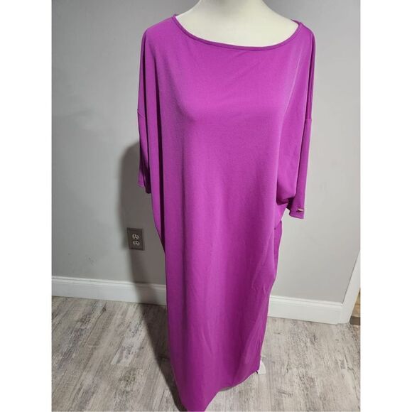 Marina Rinaldi Olivetti T-shirt Dress Size 12-14 (M) NWT in Fuchsia - Picture 5 of 6